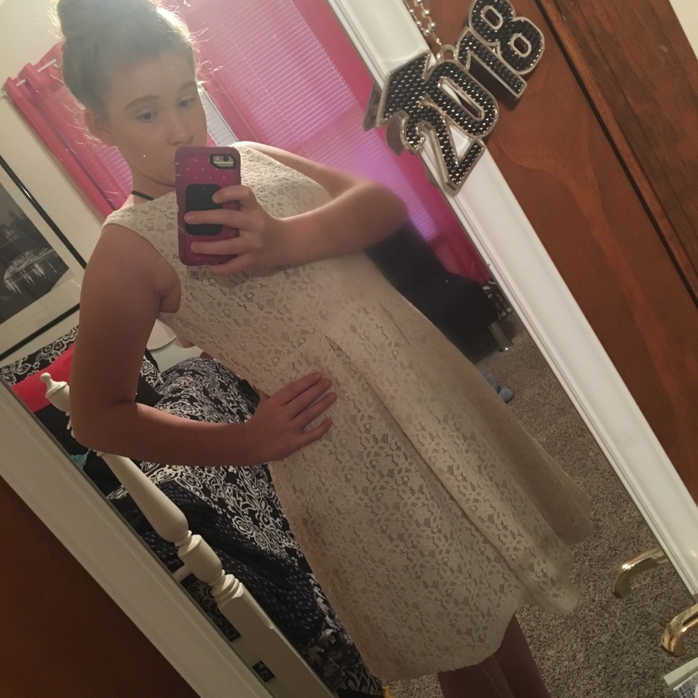 White knee length dress